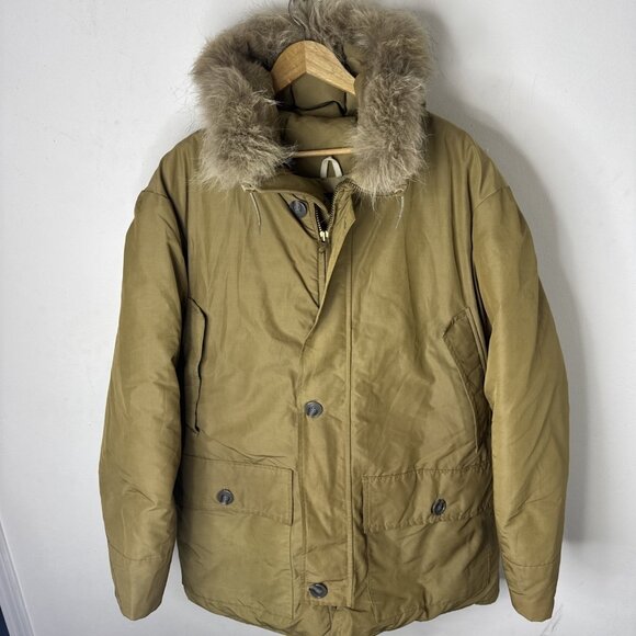 Eddie Bauer Canada Men’s L Down Parka Fur Hood 80s Brown Vintage - Picture 1 of 8